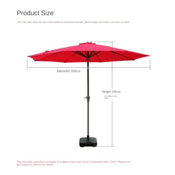 200g Polyester Fabric Round Large Garden Parasols Umbrella With Stainless Steel Pole