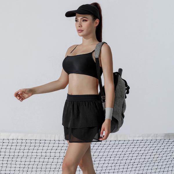 Custom Womens Golf Clothes Sling Sports Bra And Shorts Skirt Two - Piece High Elastic