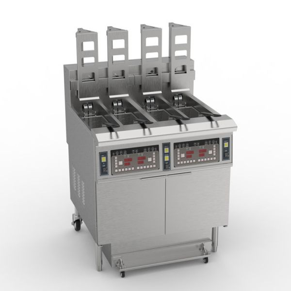 OFE-H413 Auto Lift 4 Pots 4 Baskets Digital Computer Panel With Oil Filter System 28kw Electric&Gas Open Deep Fryer
