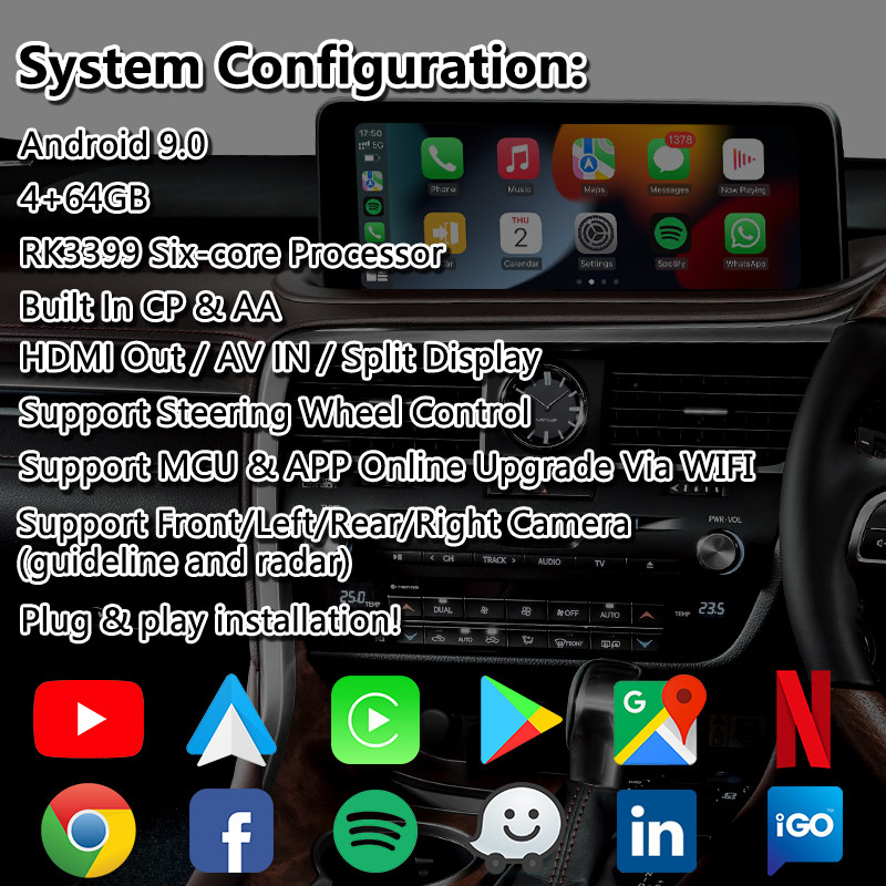 Система андроида интерфейса Lsailt Lexus видео- для RX RX450h RX350L RX450hL RX300 RX350 2019-2022