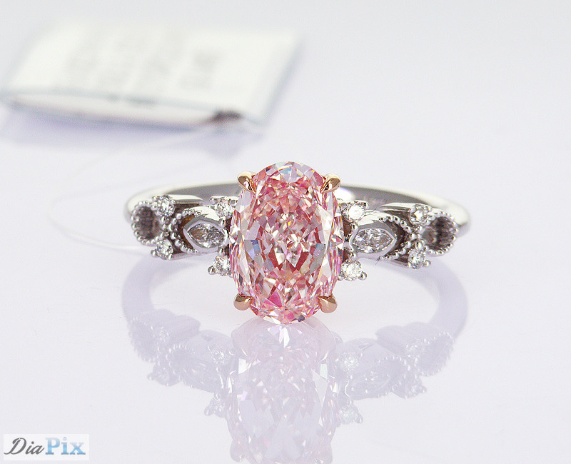 2.2ct IGI сертифицированная лаборатория выращенная розовая овальная синтетическая бриллиант классический стиль 18 карат белого золота кольцо