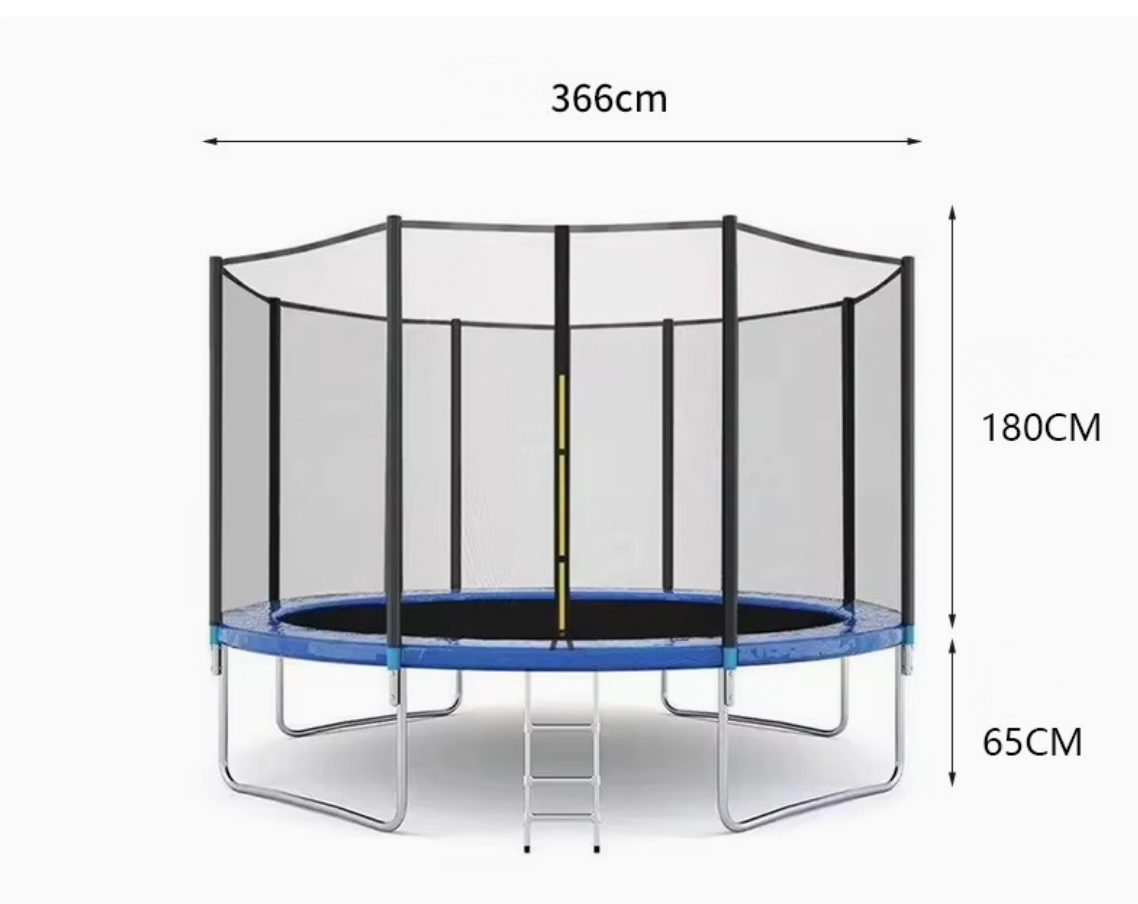 Outdoor Trampoline engineered with child safety features and non slip jumping surface for family friendly outdoor fun