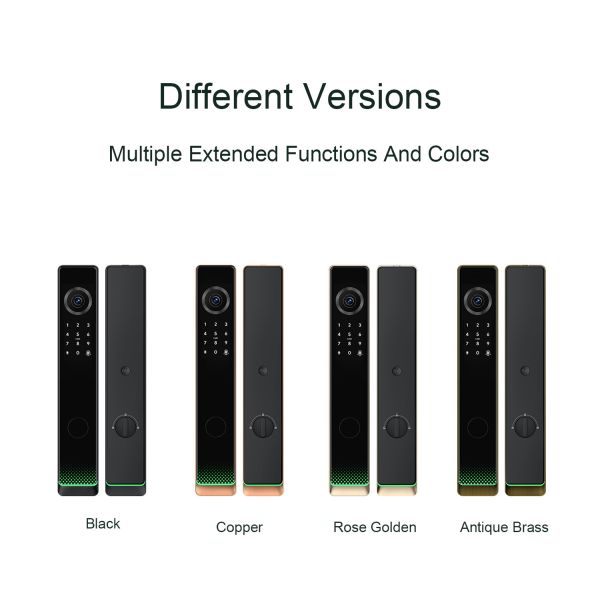 Liliwise Fully Automatic Luxury Electronic Smart Entry Door Locks Wifi Ble Fingerprint Tuya TTlock Smart Door Lock with Camera