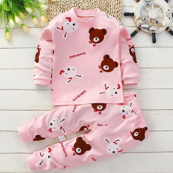 O pijama das crianças ajustou o bebê do algodão das crianças Sleeved por muito tempo pijamas do bebê da calças