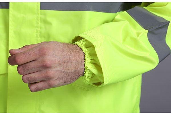 Reflective Raincoat, Classic Raincoat Waterproof Hi Vis Reflective Long Rain Jacket ANSI Class 3 Yellow, 4X-Large