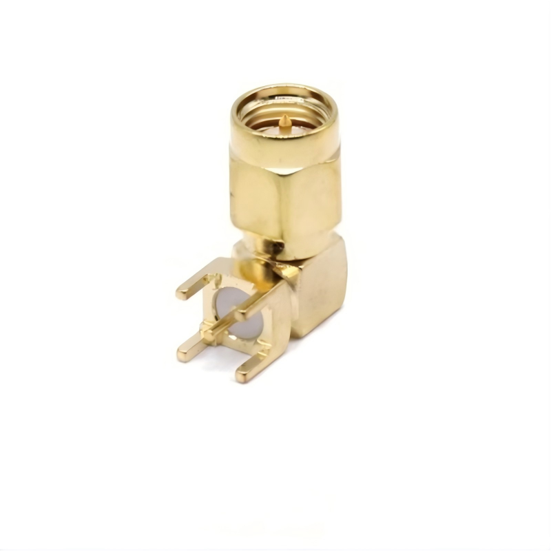 Gold Plated Brass SMA Male Right Angle PCB Connector
