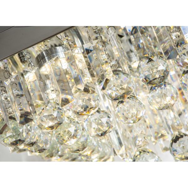 Contemporary 110v 110W Retractable Blade Ceiling Fan Chandelier Santi Nickle Color