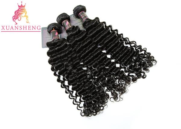 Deep Wave Virgin Human Hair Extensions , Silky Virgin Unprocessed Peruvian Hair
