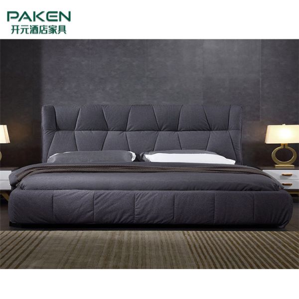Customize Modern Villa Furniture Bedroom Furniture&Concise Style Bed With Dark Grey Color