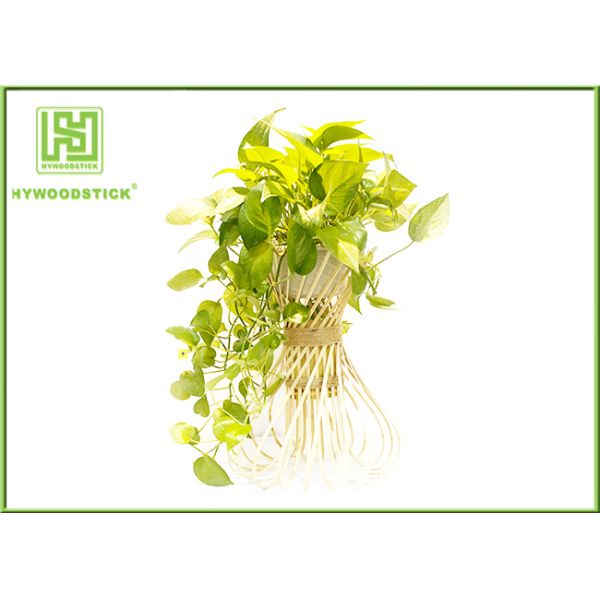 Handled Natural Bamboo Flower Pots For Green Garden Plants Customized  Shape