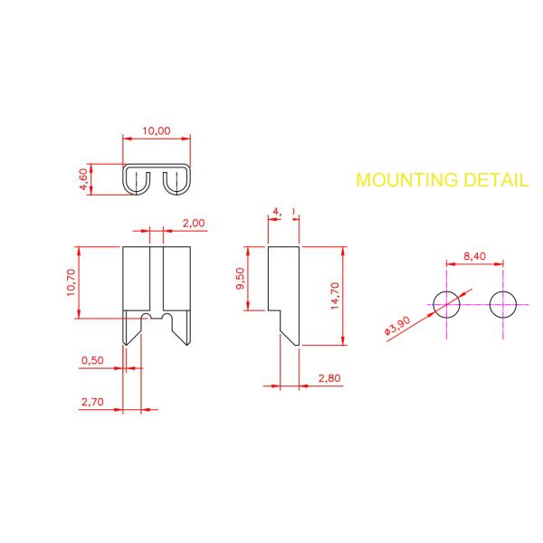 Material Bronze Quick Metal Clips ATM Maxi Blade Auto Fuse Clip For PCB Mount