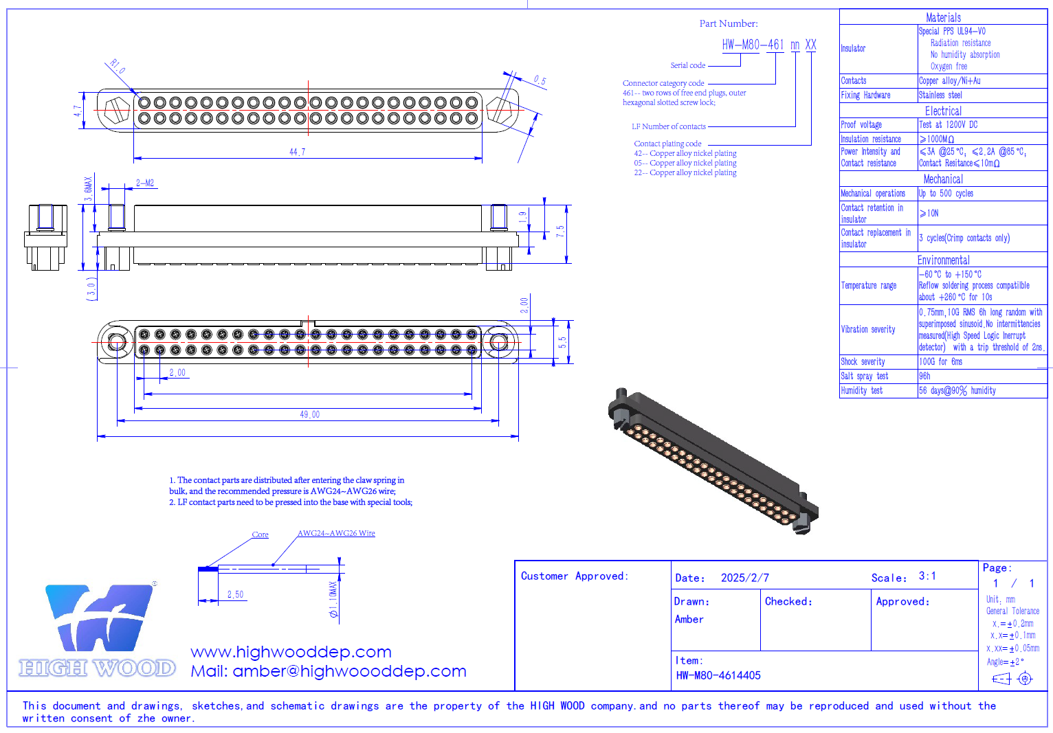 Customized Rectangular Connector HW-M80-4614405