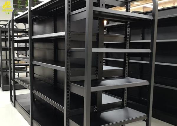Industrial Wood And Metal Display Shelves / Warehouse Wood And Metal Shelf