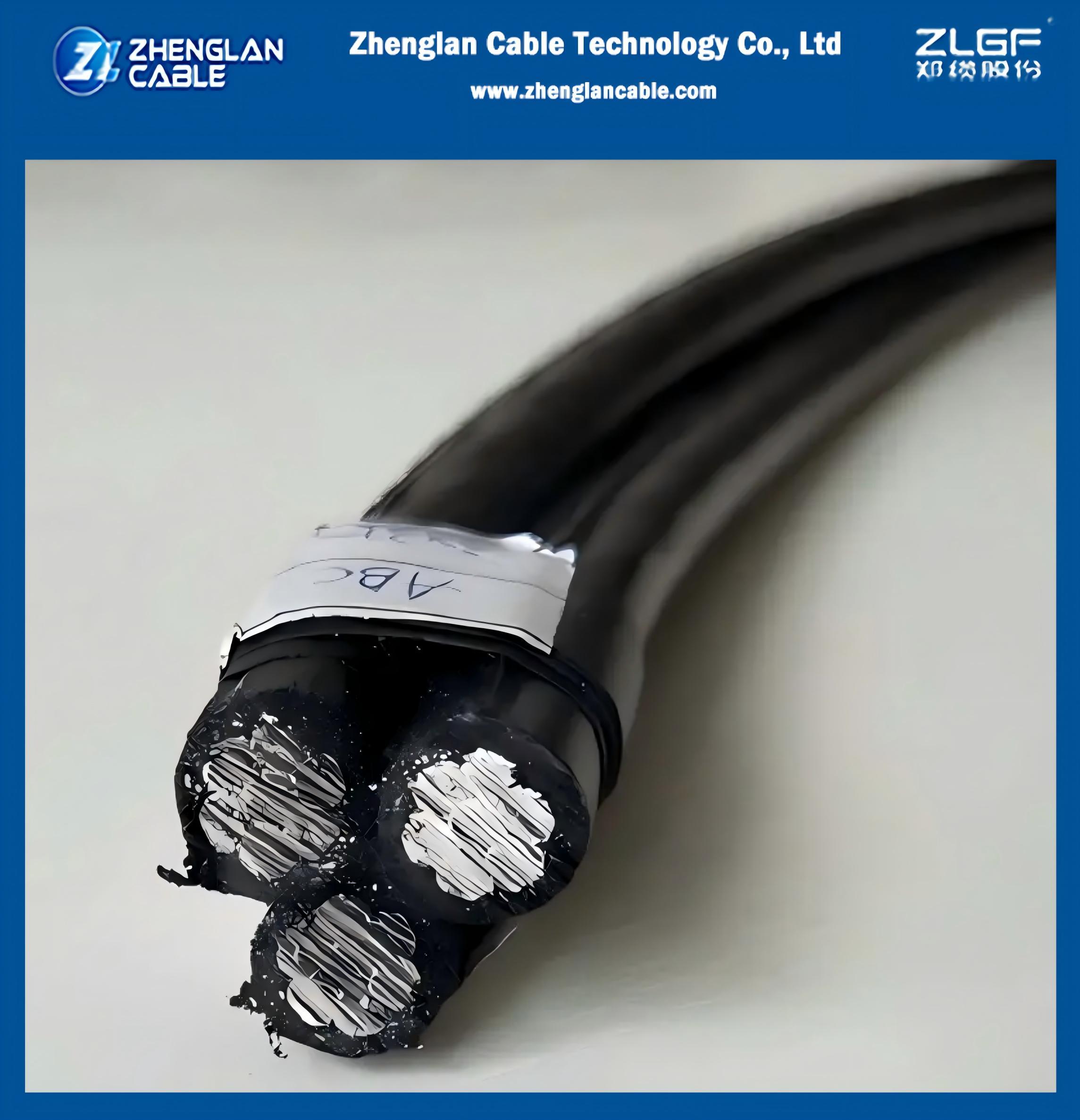0.6/1kV All Insulated Triplex ABC Cable 2×1/0AWG+1/0AWG | AAC/XLPE + AAAC/XLPE Self-Supporting Aerial Cable