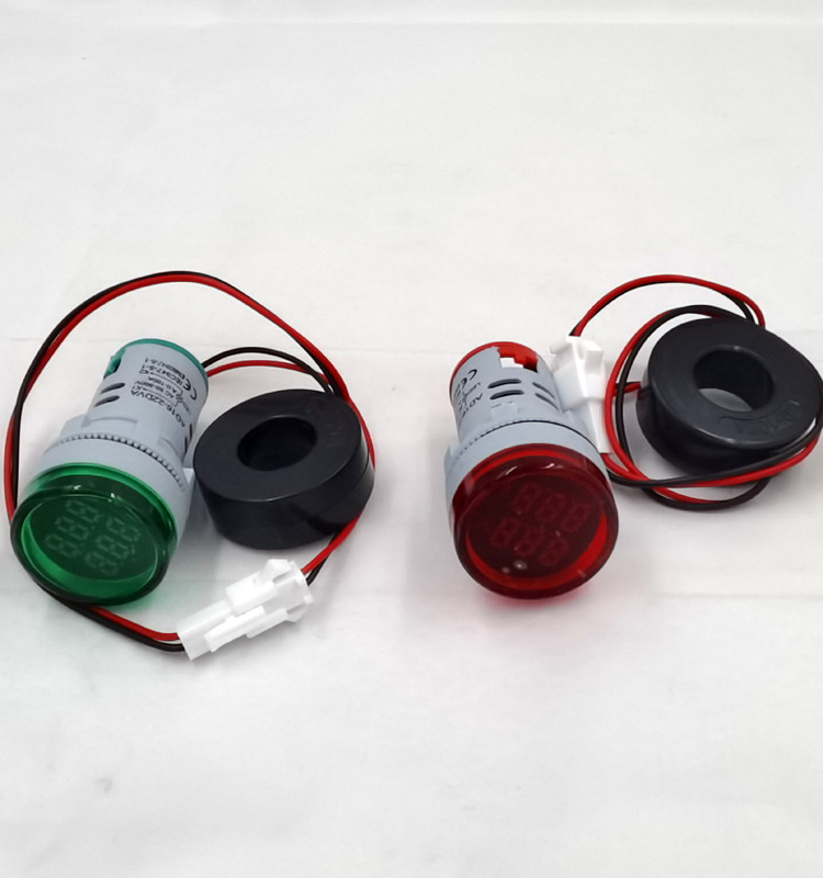Mini 22mm Digital Panel Meter Square LED Volt Red/Green/Yellow/Blue Backlight AC Voltage 60-500V Single Phase IP53 Screw