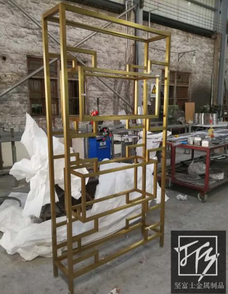 Clothing Shop Gold Stainless Steel Floor Stand High End Store Clothes Display Shelves