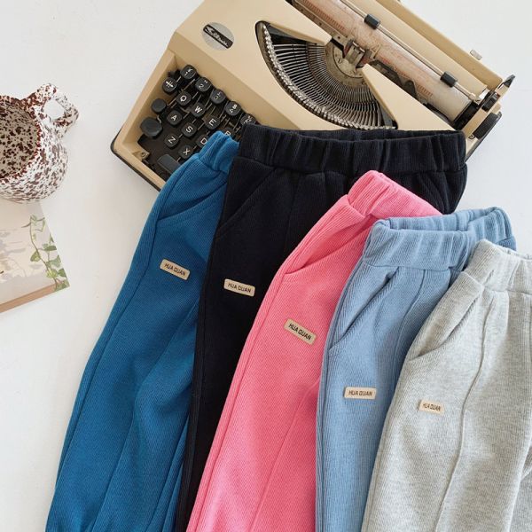 45CM 17.7in Children'S Casual Trousers Black Unisex Loose Sports Pants