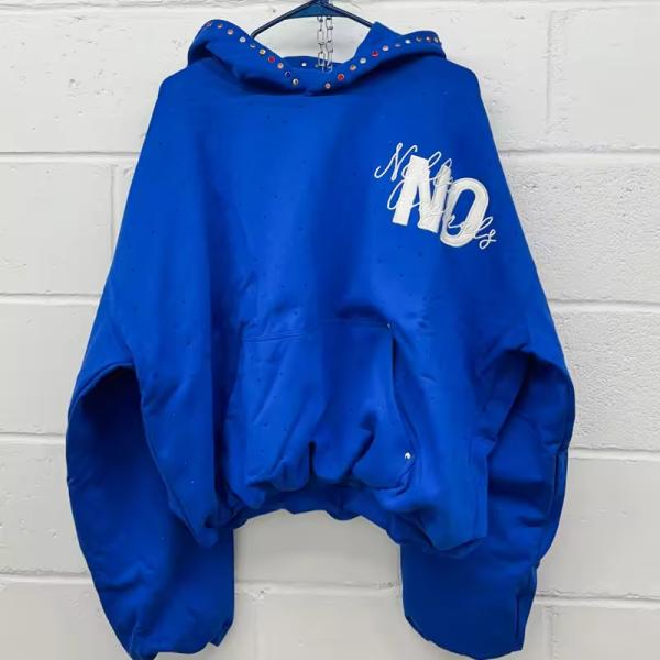 Custom logo Sweatshirt Embroidery Screen Print Transfers Sweatshirt Pullover French Terry Boxy Sweatshirt with Rhinestone Hooded