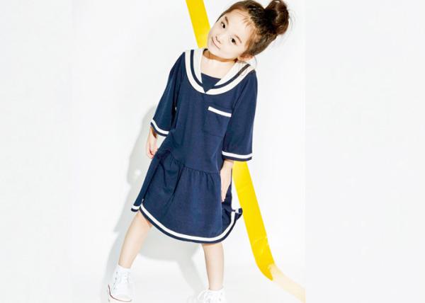 Pretty Cotton Size 4 Kids Girls Clothes Jersey 3 4 Sleeve Girls Fall Dresses With Pocket