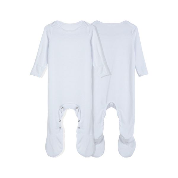 White Blank Long Sleeve Sublimation Footed Onesie Polyester Onesie Blanks