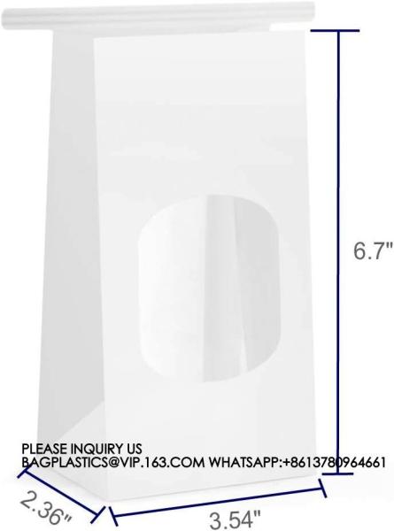 Tin Tie Tab Lock Bags White Window Bags Coffee Bags Cookie Bags Treat Bags Popcorn Bags Bakery Bags with Window