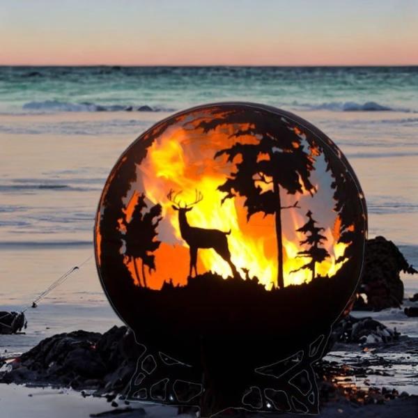 Empacotamento 600mm exterior de aço da caixa de madeira de Pit Ball Wood Burning Firepit do fogo