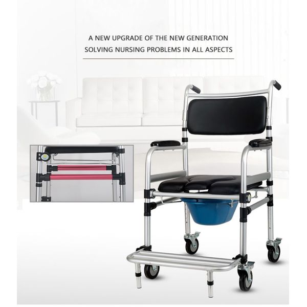 Heavy Duty Aluminum Toilet Wheel Chair With Locking Wheels For Seniors