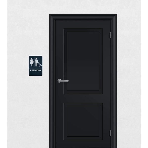 Adhesive Braille Unisex Restroom Symbol Sign For Bathroom