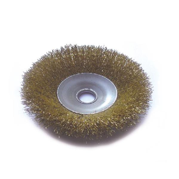 Heavy Dirty Removal Crimped Wire Wheel Brush , Brass Coated Knotted Wire Cup Wheel