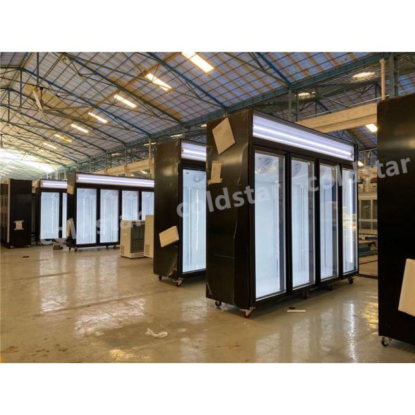 Commercial 4 Doors Upright Beverage Display Refrigerator Glass Door Cooler