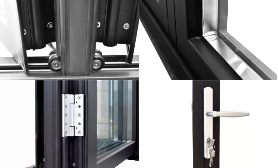 Двери патио алюминиевого сплава Bifold отбрасывают перерыв восходящего потока теплого воздуха энергии эффективный 2.0mm