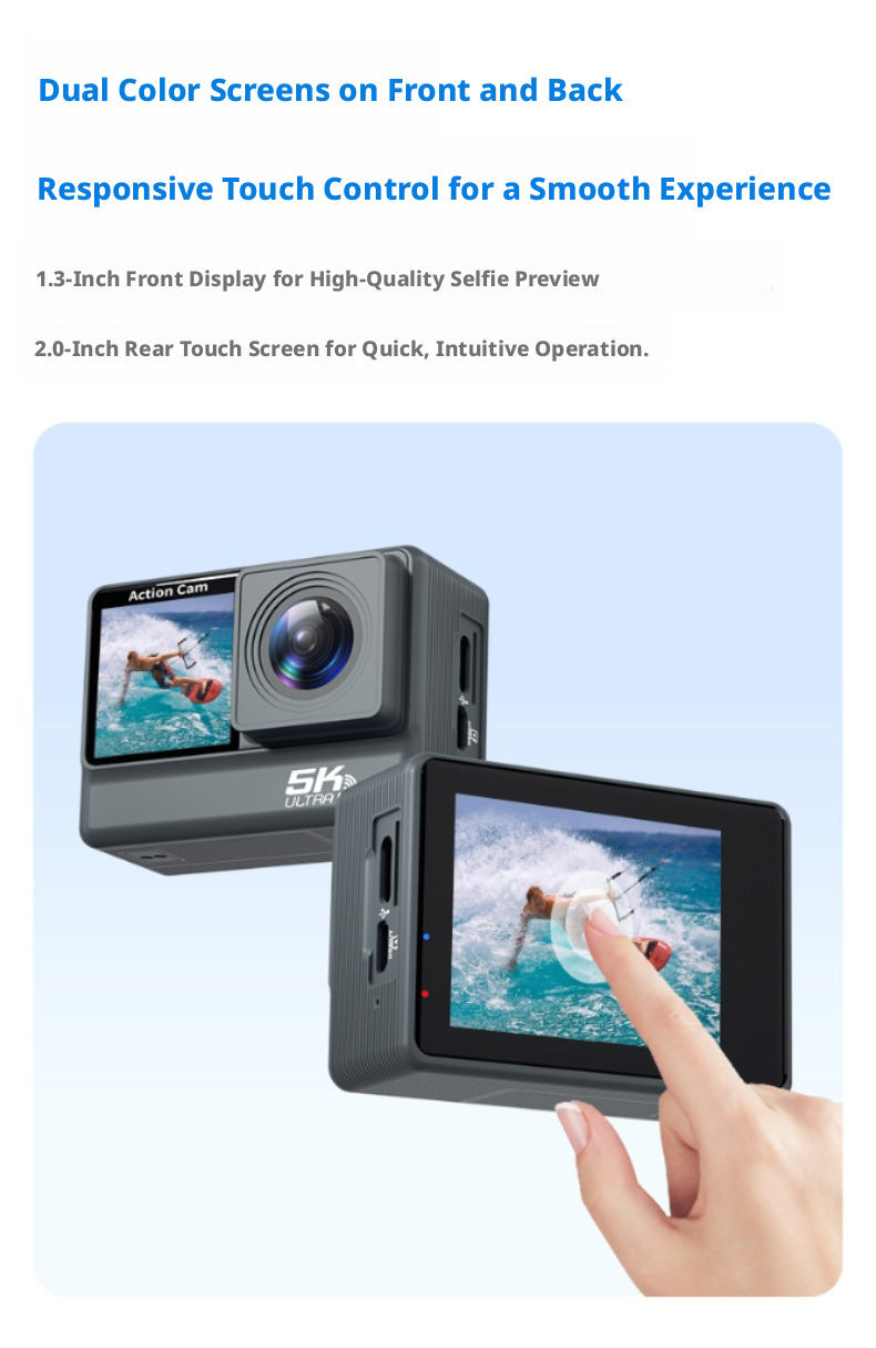 DLC 30M Depth Waterproof 6 Axis Gyro Stabilization Action Cam Dual Selfie Screen WiFi Mobile Control Outdoor Sports Camera