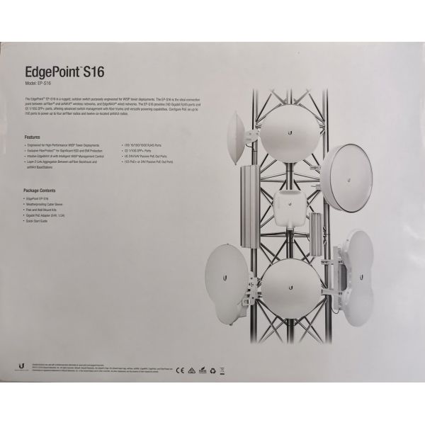 UBNT outdoor L2 switch EdgePoint EP-S16 10Gbps 54v or 24v 6A POE power supply