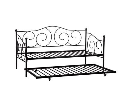 Heavy Duty Black Iron Trundle Bed , Twin Daybed Frame Smooth Finish Edges