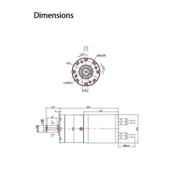24VDC 40W 10Nm Brushless Servo Motor for Turnstile Gates with Incremental Encoder Feedback