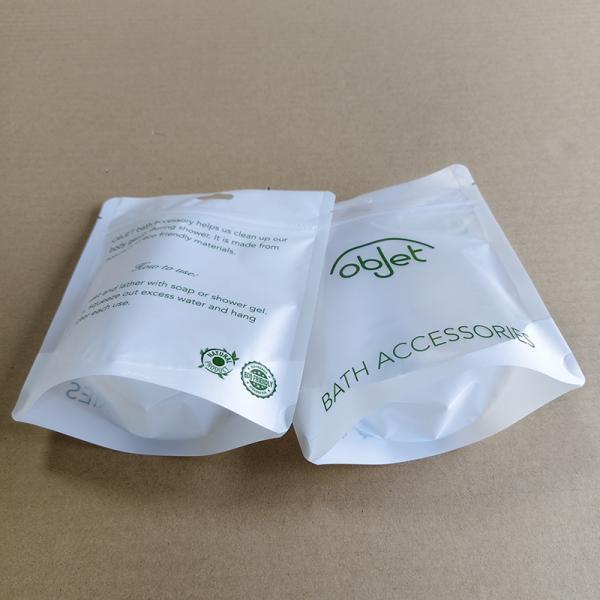 Premium Translucent Stand Up Bags For Bath Accessories Packaging With Water-Resistant And Sealing Zipper Closure.