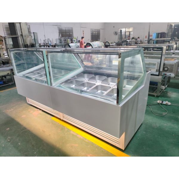Right Angled Countertop Gelato Display Freezer White Color For Ice Cream Store