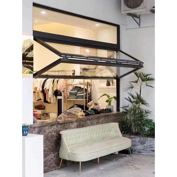 Cooking Station Folding Window Allowing Pass-Through Service to Outdoor Dining Areas During Entertaining