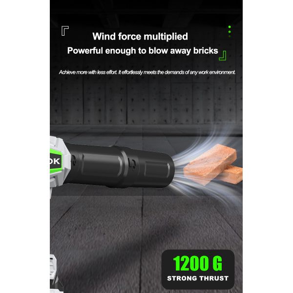 Electric Leaf Blower with 2 x 3.0Ah Battery and Charger, 6-Speed Control Cordless Portable Dust Cleaner Handheld Blowers 68mm Outlet for Patio Cleaning, Lawn Care, Leaves, Dust