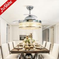 Lâminas retráteis motor CA de cristal de baixa energia ventilador de teto luz para quarto