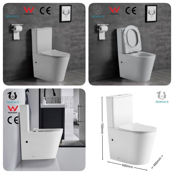 Floor Mounted Dual Flush Round Two Piece Toilet Bowl Water Saving