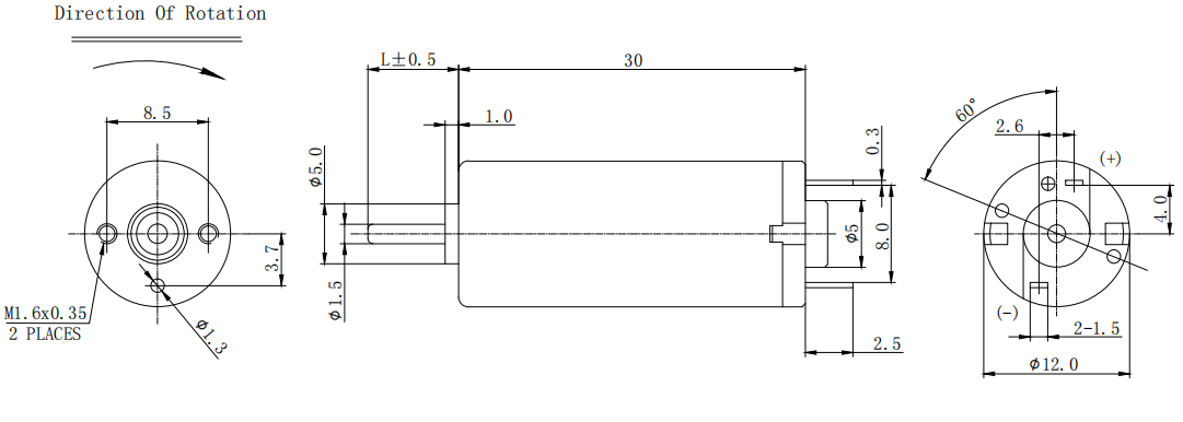 RF-1230CA Small Fan Motor Mini DC Motor 1.5V 22400Rpm High Rpm Electric Motor