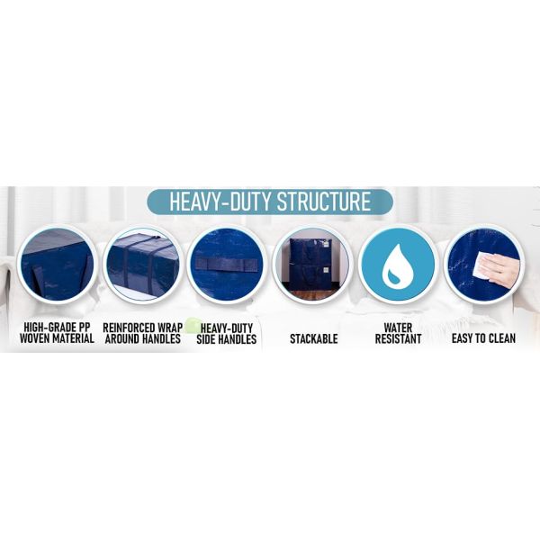 Moving Storage Bags with Zippers, Foldable Heavy-Duty Tote Space Saving, Alternative to Moving Boxes, Packing Suppli