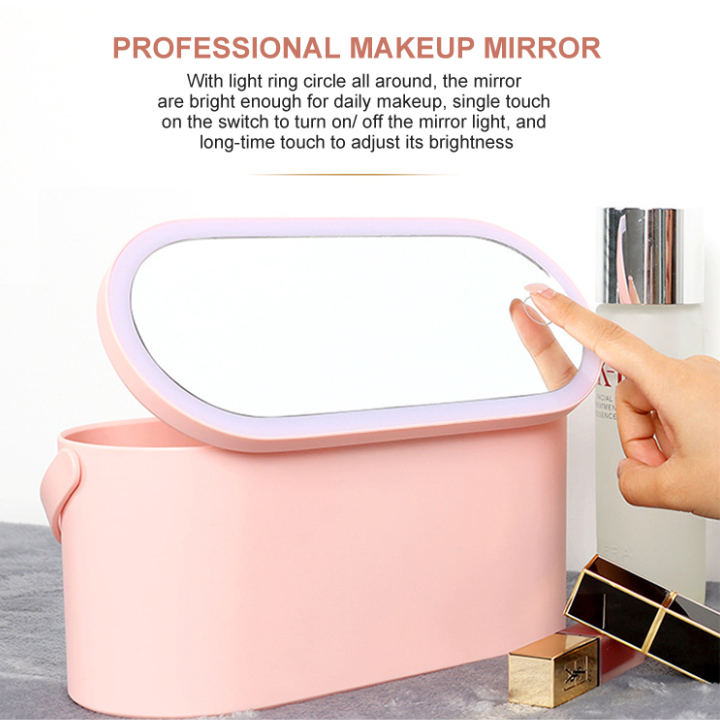 Limited Time Offer LED Beauty Case Makeup case Led Mirror Storage Travel LED Makeup Mirror Kit  Pocket Magnifying Glass