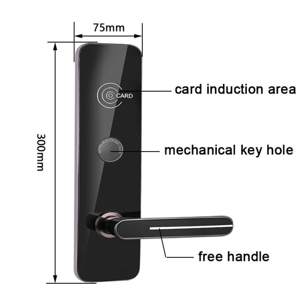 Black Color RFID Key Card Hotel Smart Door Locks with Free Hotel Management Software