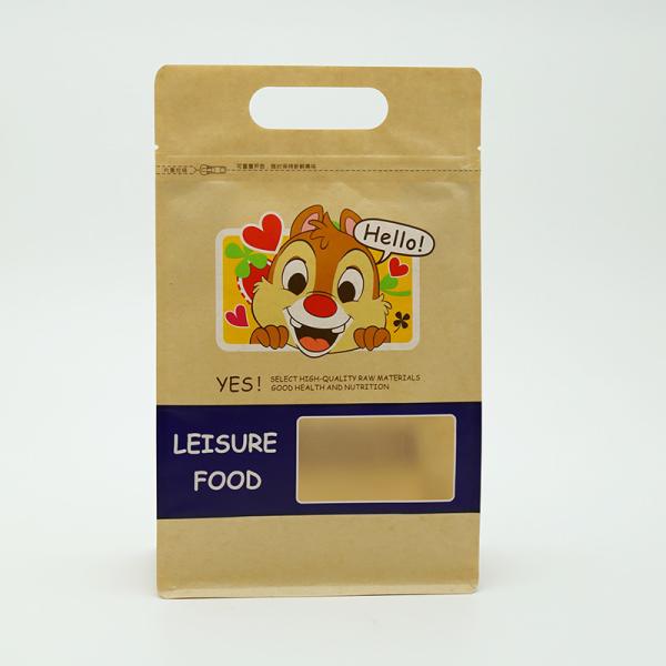 Vente en gros de sac debout à fond plat emballage alimentaire fermeture à glissière Brown Kraft sac en papier personnalisé