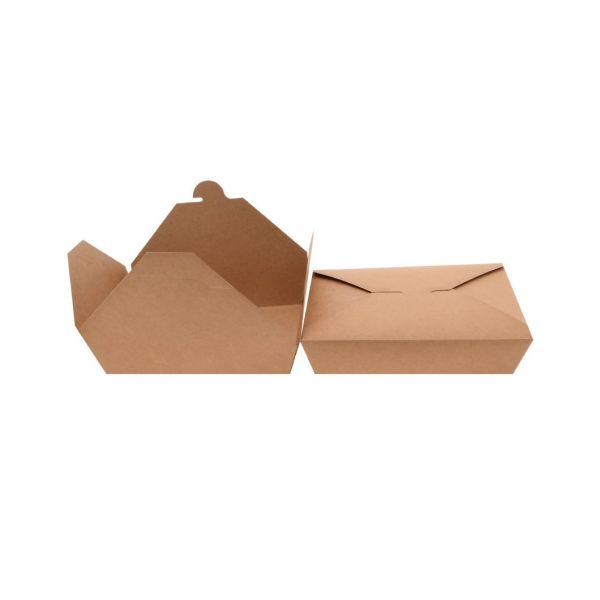 Disposable Takeout Kraft Paper Meal Prep Food Container for Fruit Vegetable Box Lunch