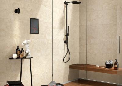 Beige Color Marble Porcelain Tile For Bathroom Shower Low Absorption Rate