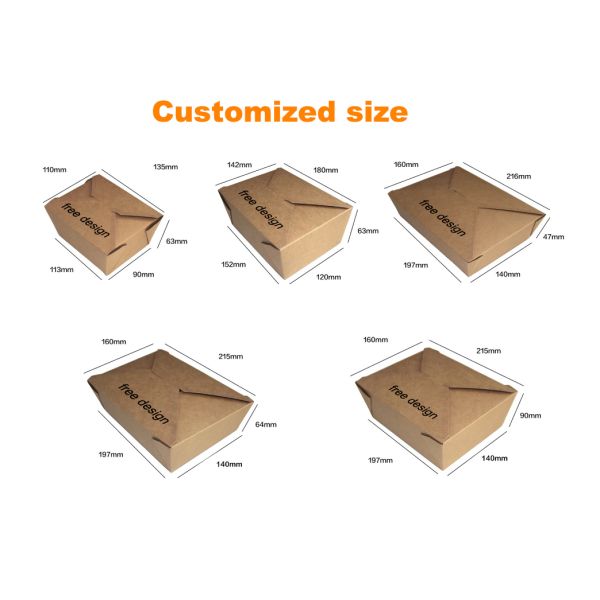 Wholesale Customized Size Eco-friendly Biodegradable Disposable Fast Food Sugarcane Bagasse Lunch Food Packaging Box