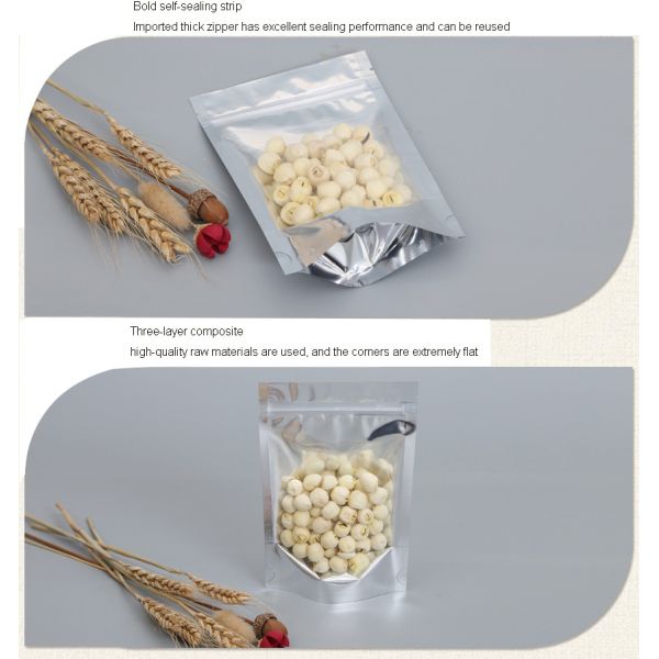 76mm Core Stand Up Aluminium Foil Plastic Bag , Metalized Aluminum Zipper Pouch
